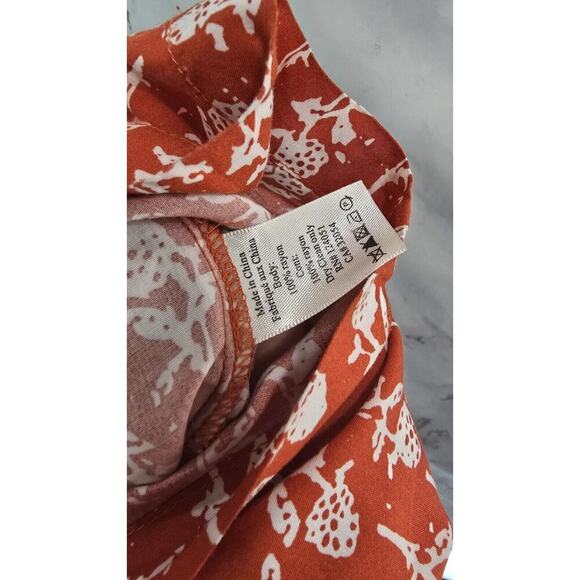 Porridge Jumpsuit Womens Medium Orange White Floral Wide Leg V Neck Pocket - Picture 10 of 11